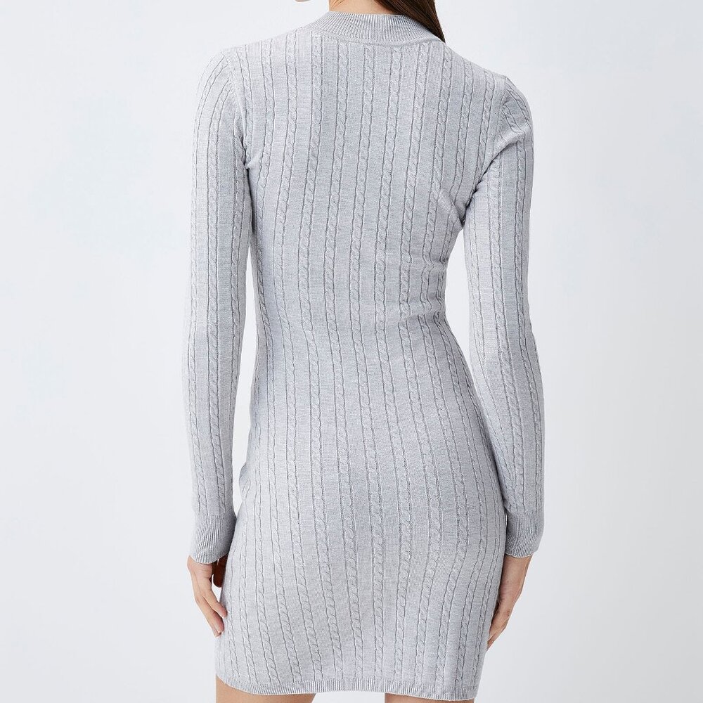 Fitted Ribbed Cable Knit Dress - Picture 2 of 12